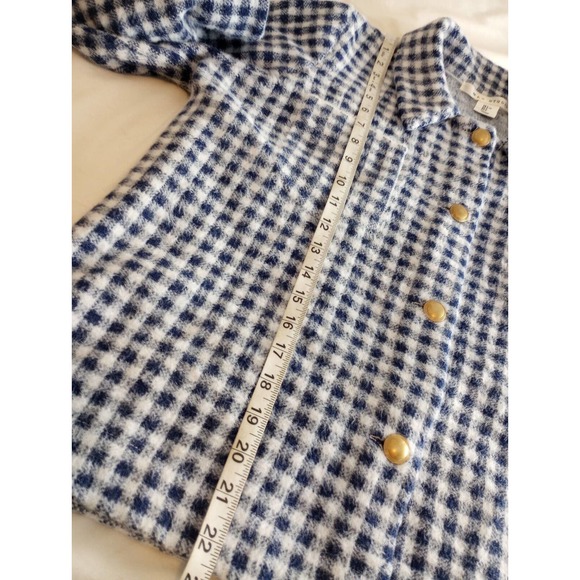 Max Studio Womens Blue White Gingham Plaid Button Up Shirt Jacket Shacket Size L - Picture 9 of 11